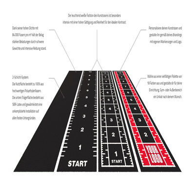 Garten Sport Fitnessstudio Fußbodenmatte mit Dorelom Logo kundenspezifische Schlittenbahn Kunstgras